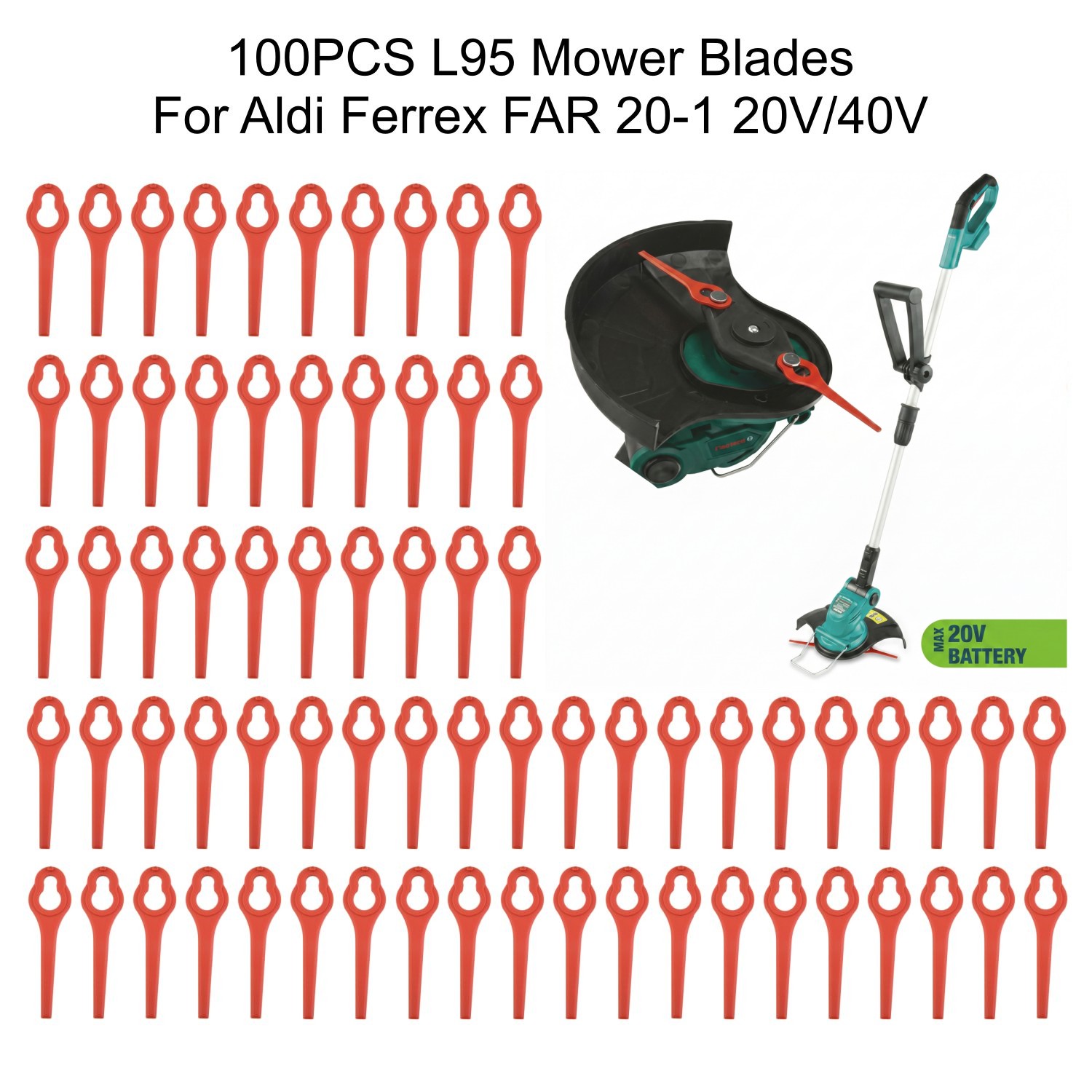 100Pcs 95mm Mower Blades Plast - Leaf Blower Cordless recension och pris