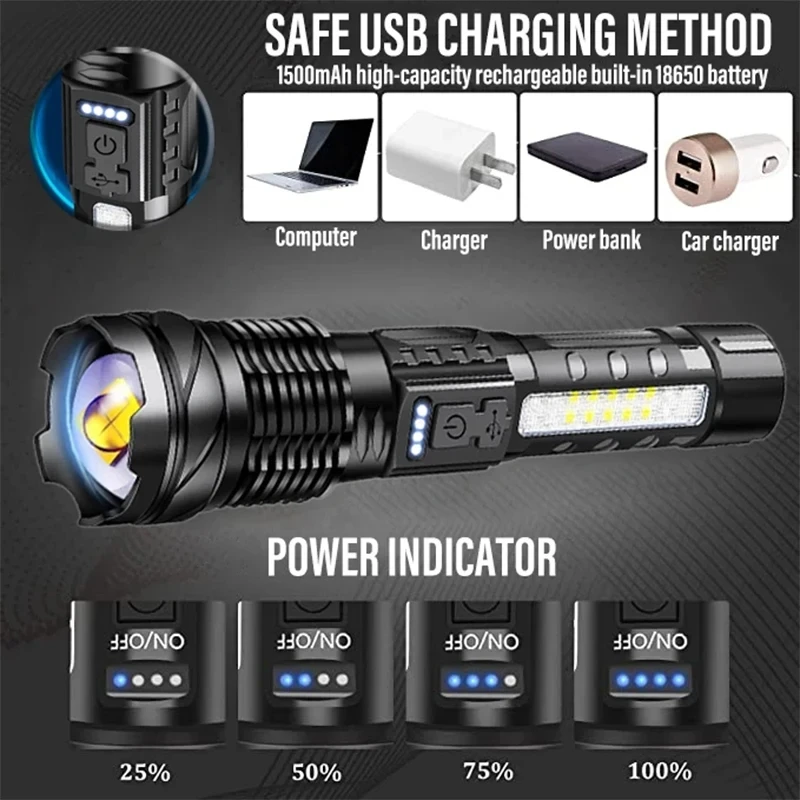Powerful LED Flashlight Rechar - Outdoor Power For Lights recension och pris