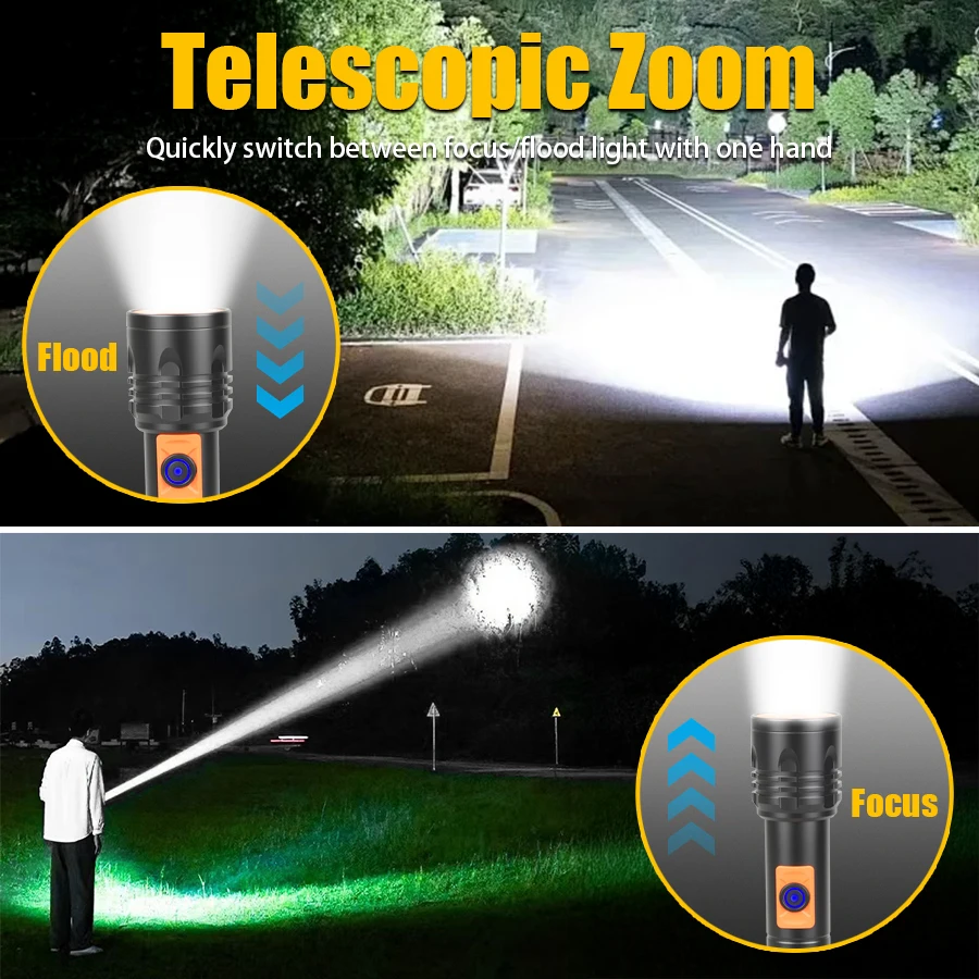 High Power LED Flashlight USB  - Outdoor Power For Lights recension och pris